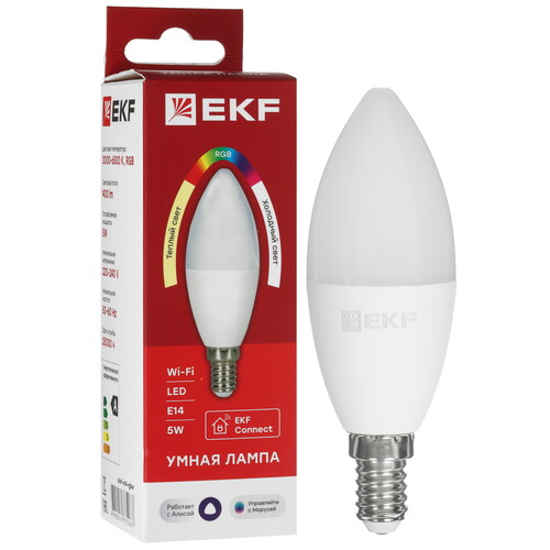 Купить Умная светодиодная лампа EKF Connect WIFI RGBW  5490558. Характеристики, отзывы и цены в Донецке