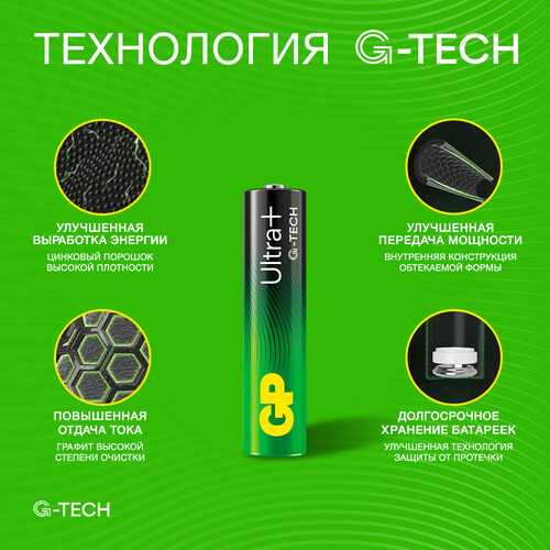 Купить Батарейка GP Ultra+G-TECH AAA (LR03/FR03)  5443583. Характеристики, отзывы и цены в Донецке