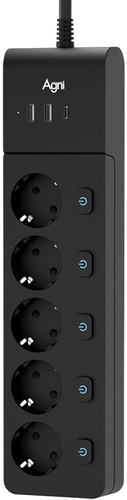 Купить Сетевой фильтр AGNI TP-FI3U5E-C черный  9289367. Характеристики, отзывы и цены в Донецке