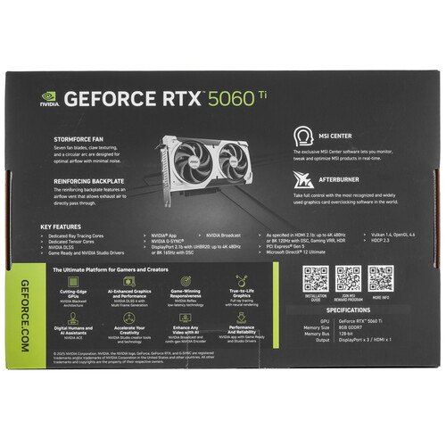 Купить Видеокарта MSI GeForce RTX 5060 Ti VENTUS 2X PLUS  5634261. Характеристики, отзывы и цены в Донецке