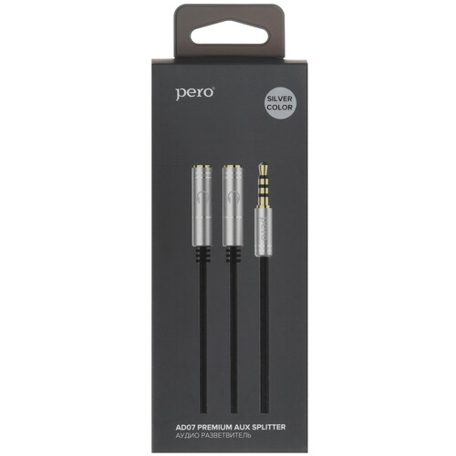 Купить Кабель   Pero jack 3.5 мм - jack 3.5 мм х2 шт. серебристый  5474201. Характеристики, отзывы и цены в Донецке