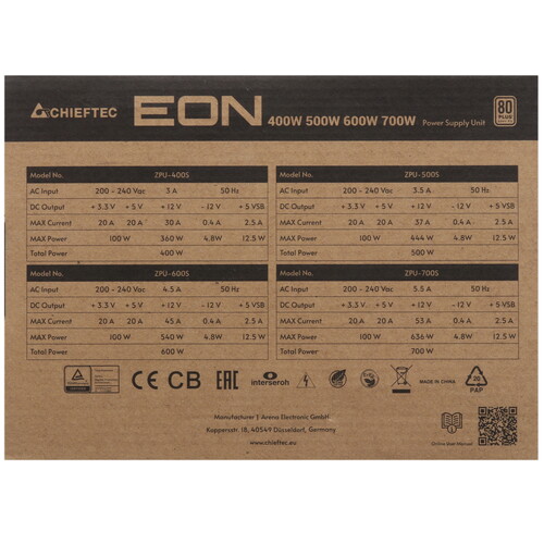 Купить Блок питания Chieftec EON 500W  5449765. Характеристики, отзывы и цены в Донецке