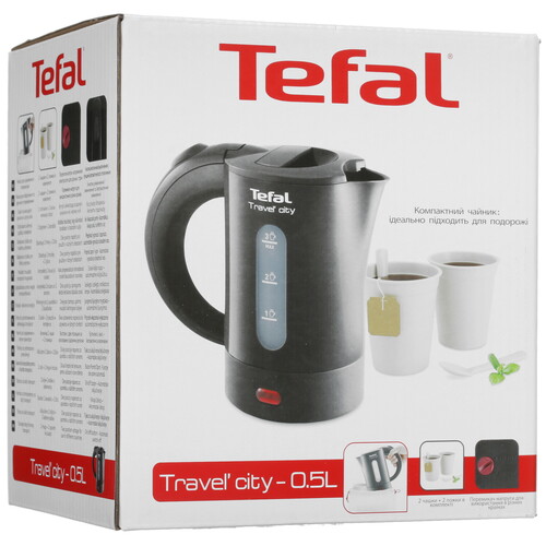 Купить Электрочайник Tefal Travel-o-city KO120B30 серый  7915556. Характеристики, отзывы и цены в Донецке