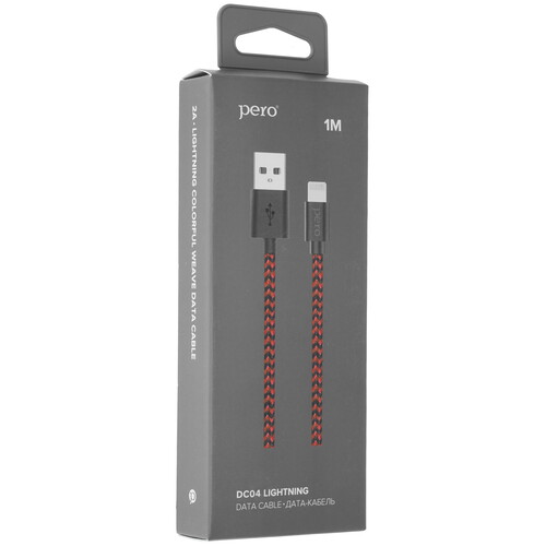 Купить Кабель круглый PERO Lightning 8-pin - USB 2.0 Type-A красный 1 м  5048597. Характеристики, отзывы и цены в Донецке