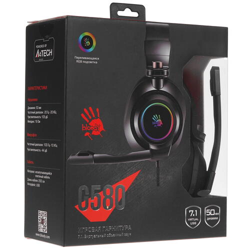 Купить Проводные наушники A4Tech Bloody G580 черный 2021  4758936. Характеристики, отзывы и цены в Донецке