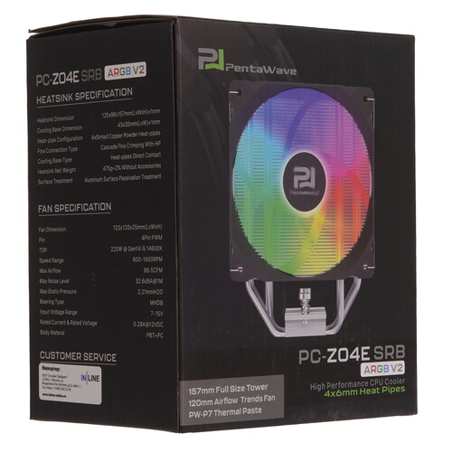 Купить Кулер для процессора PentaWave PC-Z04E SRB ARGB V2  9227963. Характеристики, отзывы и цены в Донецке