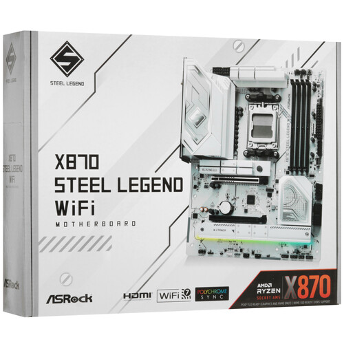 Купить Материнская плата ASRock X870 Steel Legend WiFi  5608936. Характеристики, отзывы и цены в Донецке