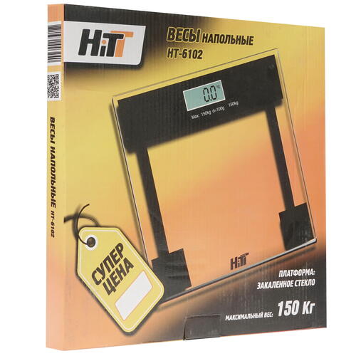 Купить Весы Hitt HT-6102 прозрачный, черный  1113002. Характеристики, отзывы и цены в Донецке