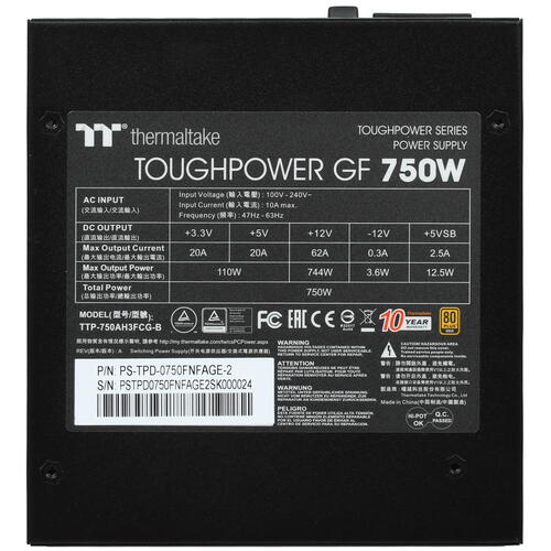 Купить Блок питания Thermaltake Toughpower GF 750W  4898582. Характеристики, отзывы и цены в Донецке