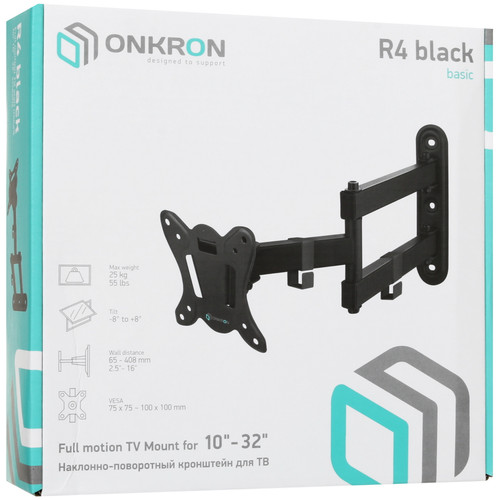 Купить Кронштейн для ТВ ONKRON R4 черный  4830309. Характеристики, отзывы и цены в Донецке