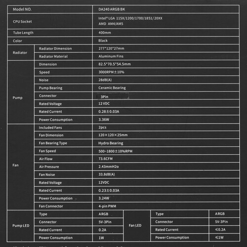 Купить Система охлаждения PCCooler DA240 ARGB черная  5611085. Характеристики, отзывы и цены в Донецке