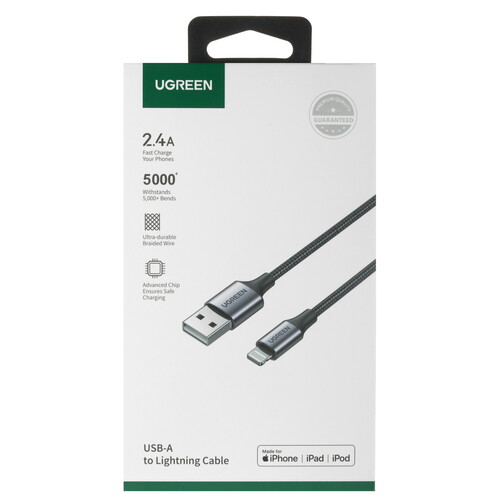Купить Кабель круглый Ugreen Lightning 8-pin MFI - USB 2.0 Type-A черный 1 м  9983453. Характеристики, отзывы и цены в Донецке