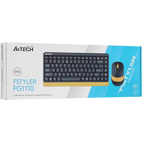 Купить Клавиатура+мышь беспроводная   A4Tech Fstyler FG1110 желтый  5421452. Характеристики, отзывы и цены в Донецке