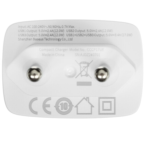 Купить Сетевое зарядное устройство Baseus Compact 3U белый  5495782. Характеристики, отзывы и цены в Донецке