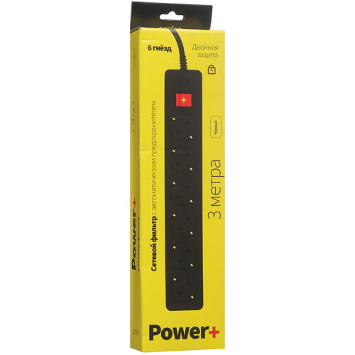 Купить Сетевой фильтр Perfeo POWER+ PF-PP-6/3.0-B черный  9172312. Характеристики, отзывы и цены в Донецке