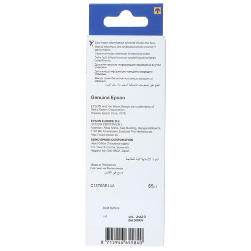 Купить Чернила водорастворимые Epson 103 [C13T00S14A] матовый черный  1312405. Характеристики, отзывы и цены в Донецке