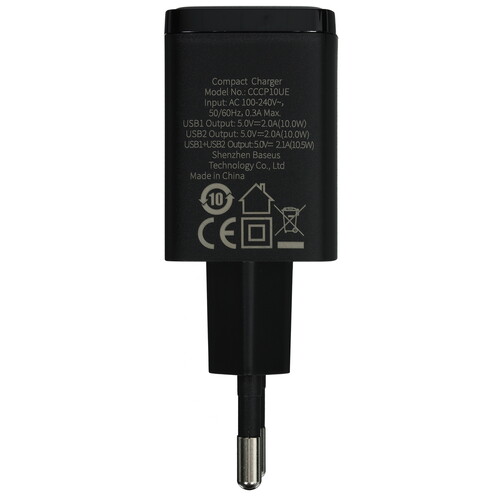Купить Сетевое зарядное устройство Baseus Compact 2U черный  5495783. Характеристики, отзывы и цены в Донецке