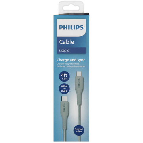 Купить Кабель круглый PHILIPS USB Type-C - USB Type-C белый 1.2 м  5492643. Характеристики, отзывы и цены в Донецке