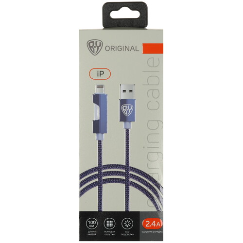 Купить Кабель круглый BY Lightning 8-pin - USB 2.0 Type-A фиолетовый 1 м  5482105. Характеристики, отзывы и цены в Донецке