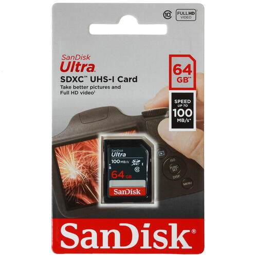 Купить Карта памяти SanDisk Ultra SDXC 64 ГБ [SDSDUNR-064G-GN3IN]  4727291. Характеристики, отзывы и цены в Донецке