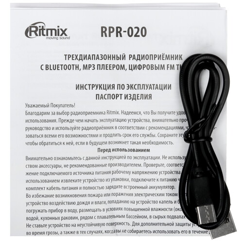 Купить Радиоприемник Ritmix RPR-020 черный  9201099. Характеристики, отзывы и цены в Донецке