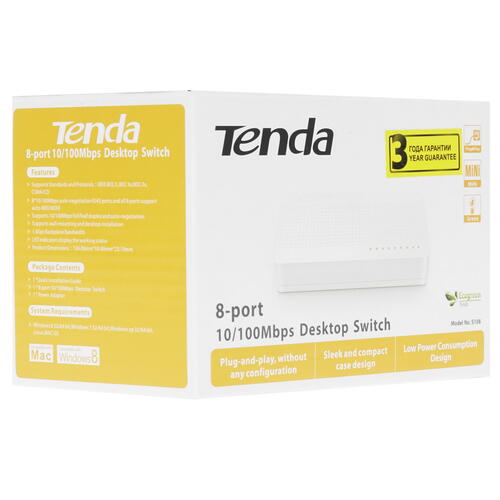 Купить Коммутатор Tenda S108  1016554. Характеристики, отзывы и цены в Донецке
