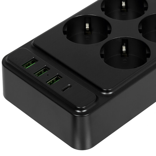 Купить Сетевой фильтр AGNI TP-FS4U6E-C черный  9289292. Характеристики, отзывы и цены в Донецке