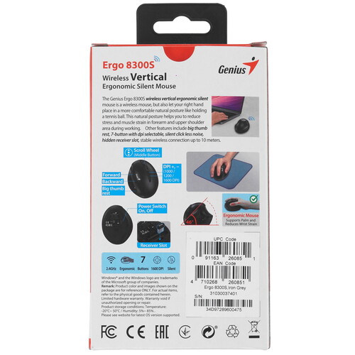 Купить Мышь беспроводная Genius Ergo 8300S  9140260. Характеристики, отзывы и цены в Донецке