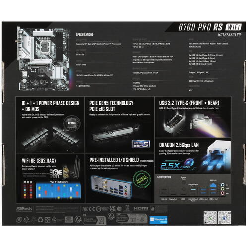 Купить Материнская плата ASRock B760 Pro RS WiFi  5433784. Характеристики, отзывы и цены в Донецке