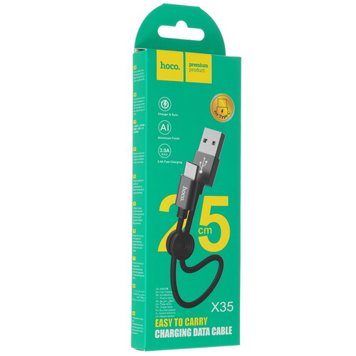 Купить Кабель круглый Hoco USB Type-C - USB 2.0 Type-A черный 0.25 м  5452411. Характеристики, отзывы и цены в Донецке