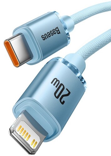 Купить Кабель круглый Baseus Lightning 8-pin - USB Type-C голубой 1.2 м  5627576. Характеристики, отзывы и цены в Донецке