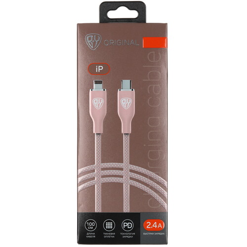 Купить Кабель круглый BY Lightning 8-pin - USB Type-C розовый 1 м  5482092. Характеристики, отзывы и цены в Донецке