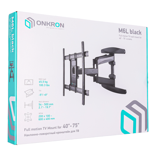 Купить Кронштейн для ТВ ONKRON M6L черный  4829885. Характеристики, отзывы и цены в Донецке
