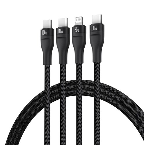 Купить Кабель круглый Baseus Lightning 8-pin, USB Type-C x2 - USB Type-C черный 1.5 м  5627806. Характеристики, отзывы и цены в Донецке