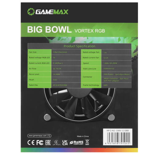 Купить Вентилятор GameMAX GMX-12-DBB  9908125. Характеристики, отзывы и цены в Донецке