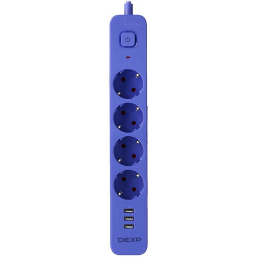 Купить Сетевой фильтр DEXP Intensity 418WU Blue синий  5419960. Характеристики, отзывы и цены в Донецке