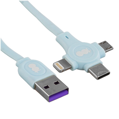 Купить Кабель автосмотка Бука Lightning 8-pin, micro USB, USB Type-C - USB 2.0 Type-A голубой 1.15 м  9230456. Характеристики, отзывы и цены в Донецке