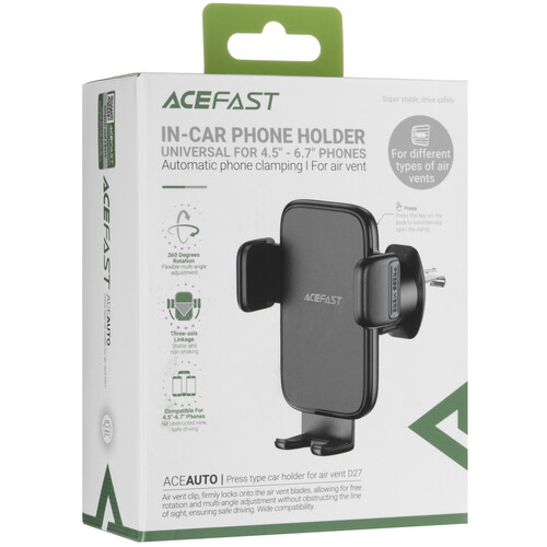 Купить Держатель автомобильный ACEFAST D27 черный  5463724. Характеристики, отзывы и цены в Донецке