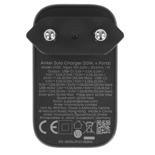 Купить Сетевое зарядное устройство Anker Zolo Charger 50W черный  5923177. Характеристики, отзывы и цены в Донецке