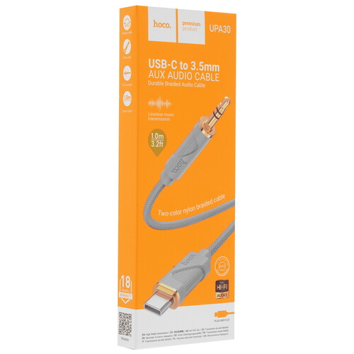 Купить Кабель   Hoco USB Type-C - jack 3.5 мм серый  5635272. Характеристики, отзывы и цены в Донецке