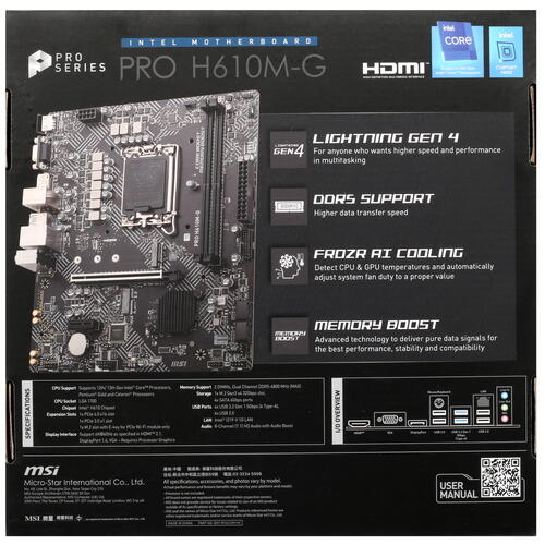 Купить Материнская плата MSI PRO H610M-G  5008972. Характеристики, отзывы и цены в Донецке