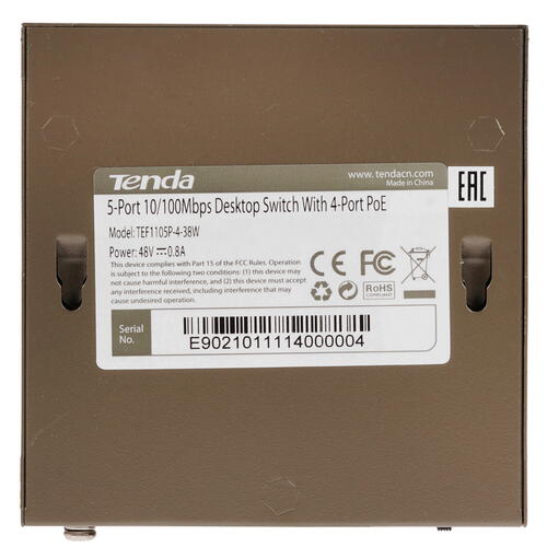 Купить Коммутатор Tenda TEF1105P-4-38W  4856788. Характеристики, отзывы и цены в Донецке