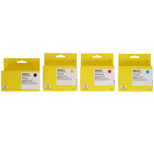 Купить Набор картриджей T2 953XL голубой, желтый, пурпурный, черный  9115246. Характеристики, отзывы и цены в Донецке