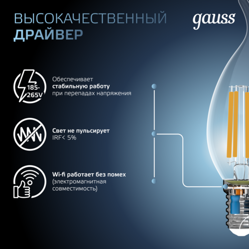 Купить Комплект филаментных ламп Gauss Black Filament 104801213  5613130. Характеристики, отзывы и цены в Донецке