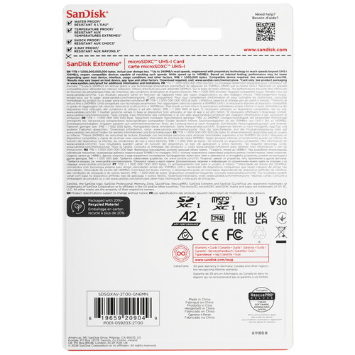 Купить Карта памяти SanDisk Extreme microSDXC 2000 ГБ [SDSQXAV-2T00-GN6MN]  5641653. Характеристики, отзывы и цены в Донецке