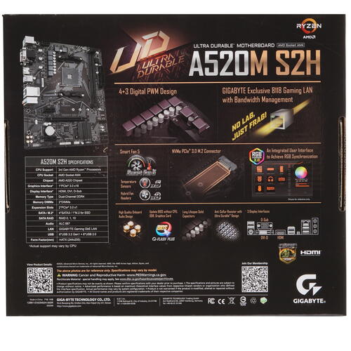 Купить Материнская плата GIGABYTE A520M S2H  1688767. Характеристики, отзывы и цены в Донецке