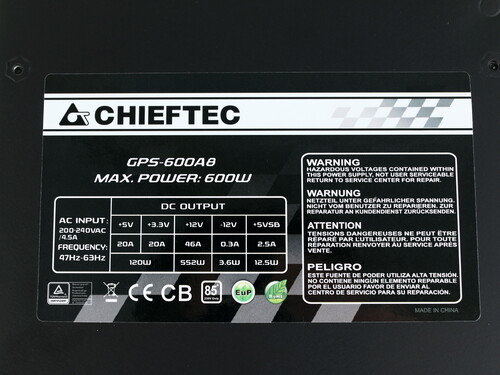 Купить Блок питания Chieftec SMART 600W  1065804. Характеристики, отзывы и цены в Донецке
