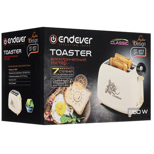 Купить Тостер Endever Skyline ST-107 бежевый  1194211. Характеристики, отзывы и цены в Донецке
