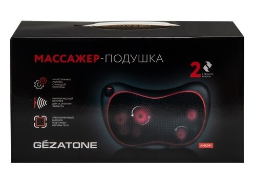Купить Массажная подушка Gezatone AMG391 красный, черный  9074108. Характеристики, отзывы и цены в Донецке