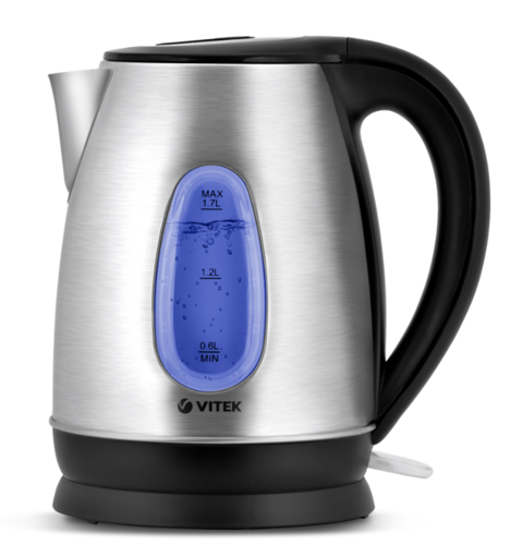 Купить Электрочайник Vitek VT-7039 ST серебристый  8109410. Характеристики, отзывы и цены в Донецке